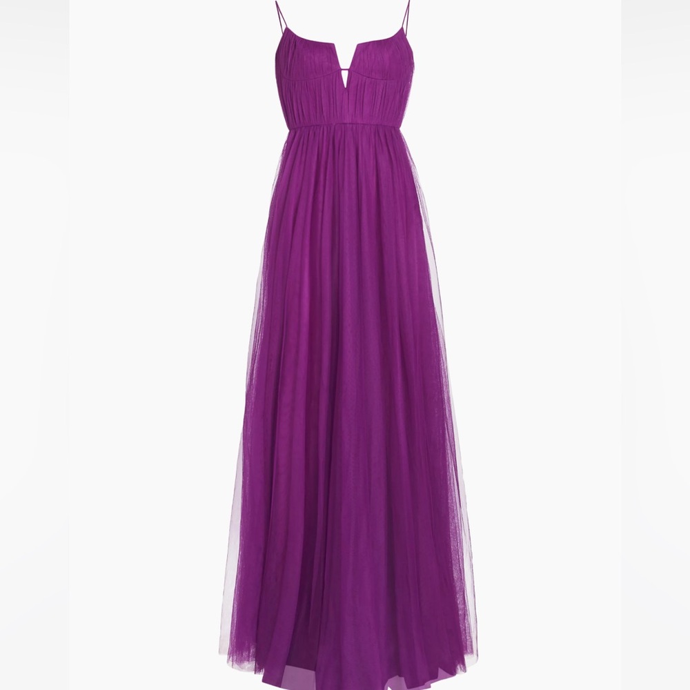 ML Monique Lhuillier Nyla Tulle Sleeveless Gown